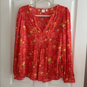 GAP Vibrant Red Floral Top
